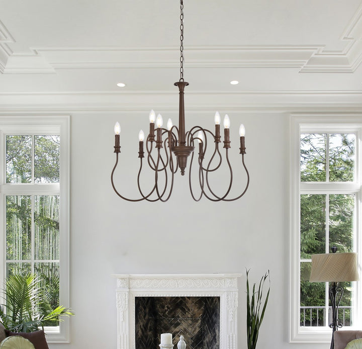 9 Lights Pendant In Weathered Oak