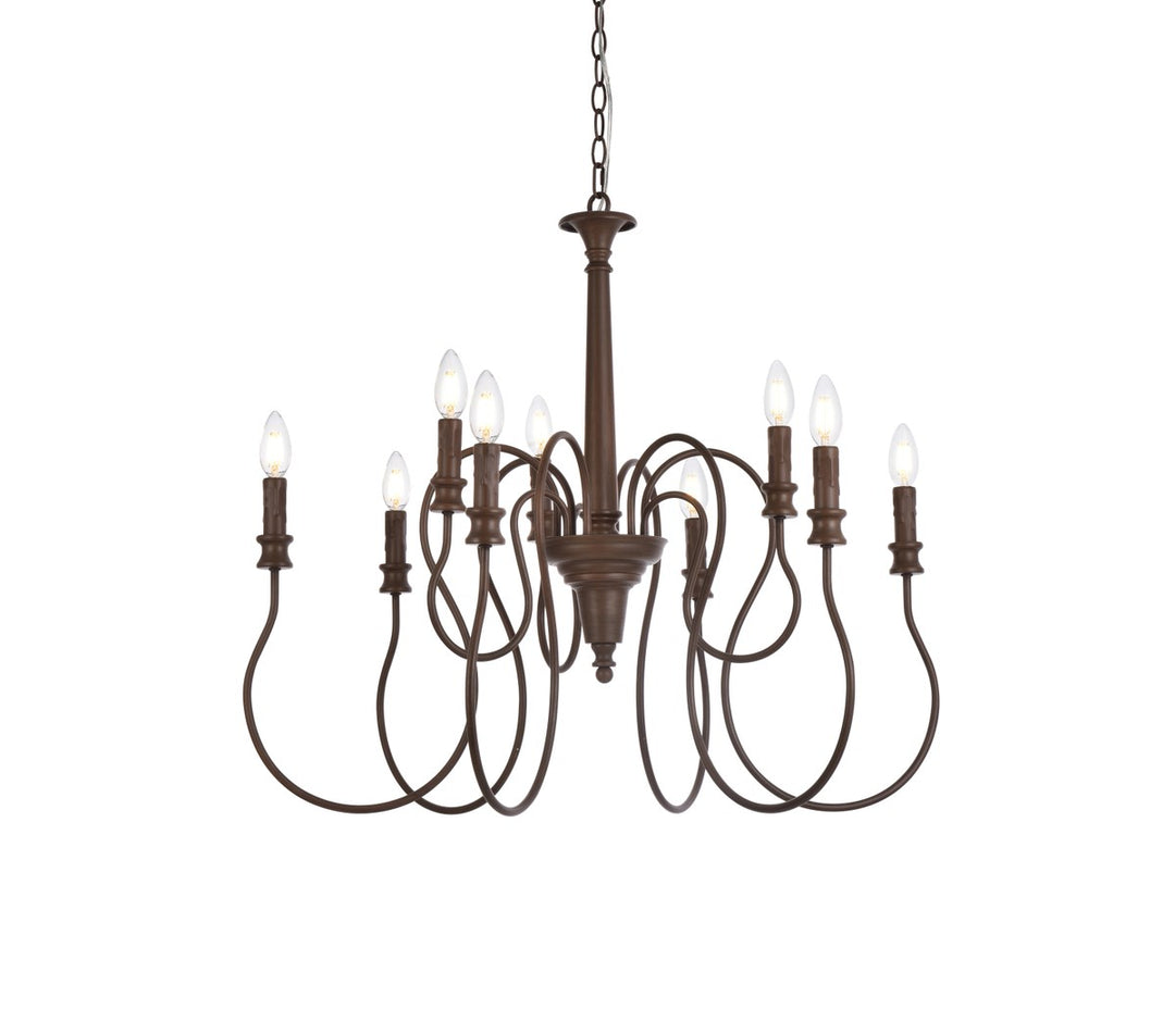 9 Lights Pendant In Weathered Oak