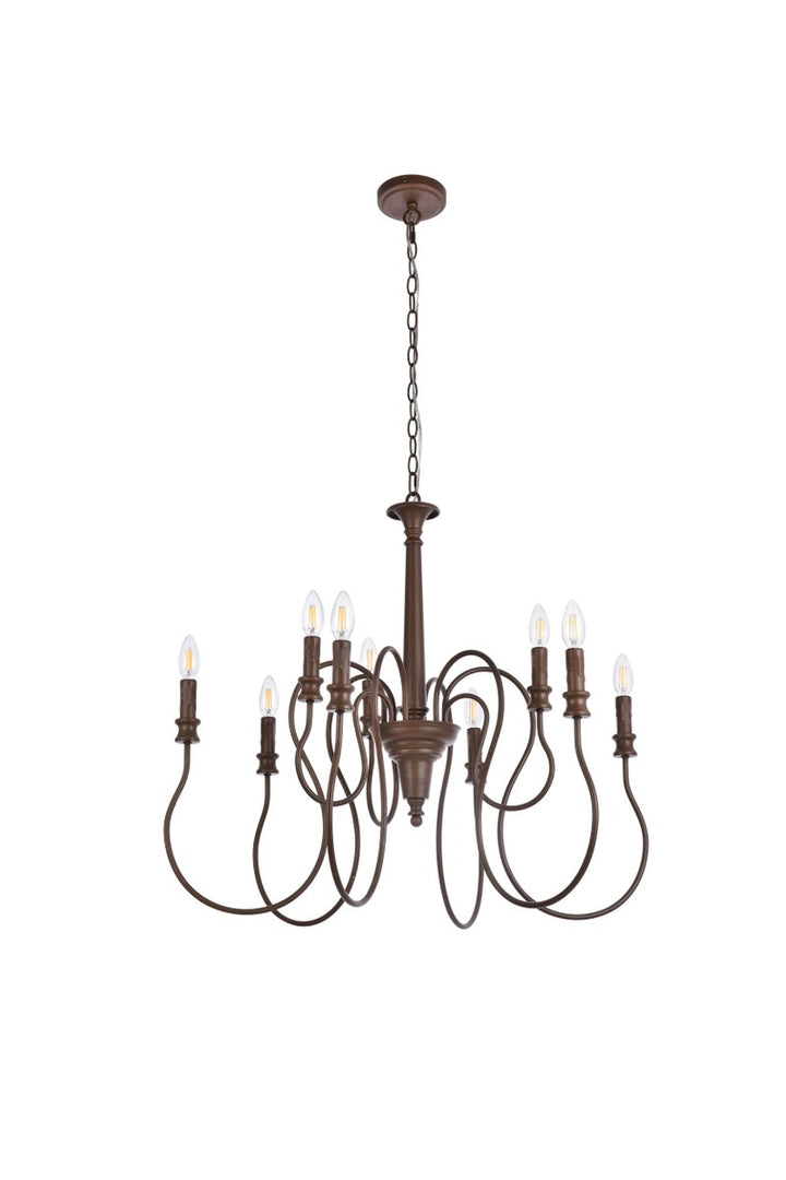 9 Lights Pendant In Weathered Oak