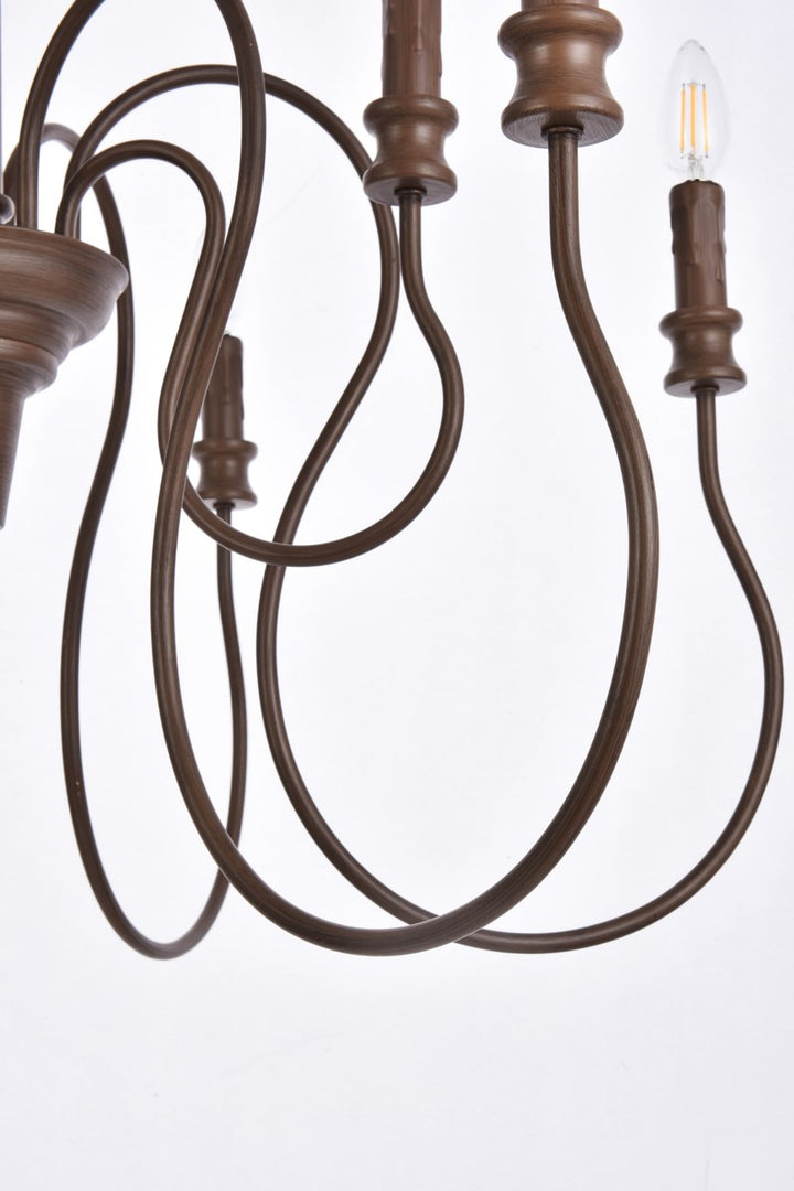 9 Lights Pendant In Weathered Oak
