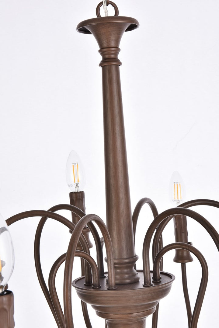 9 Lights Pendant In Weathered Oak