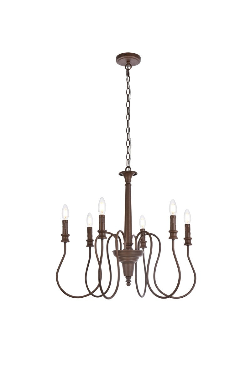 6 Lights Pendant In Weathered Oak by Living District