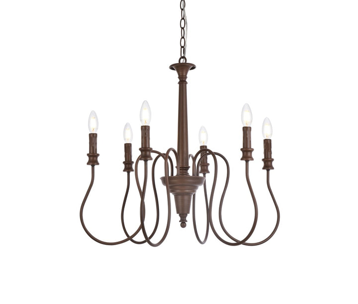 6 Lights Pendant In Weathered Oak