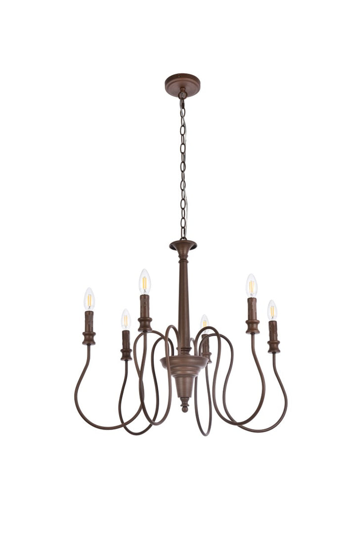 6 Lights Pendant In Weathered Oak