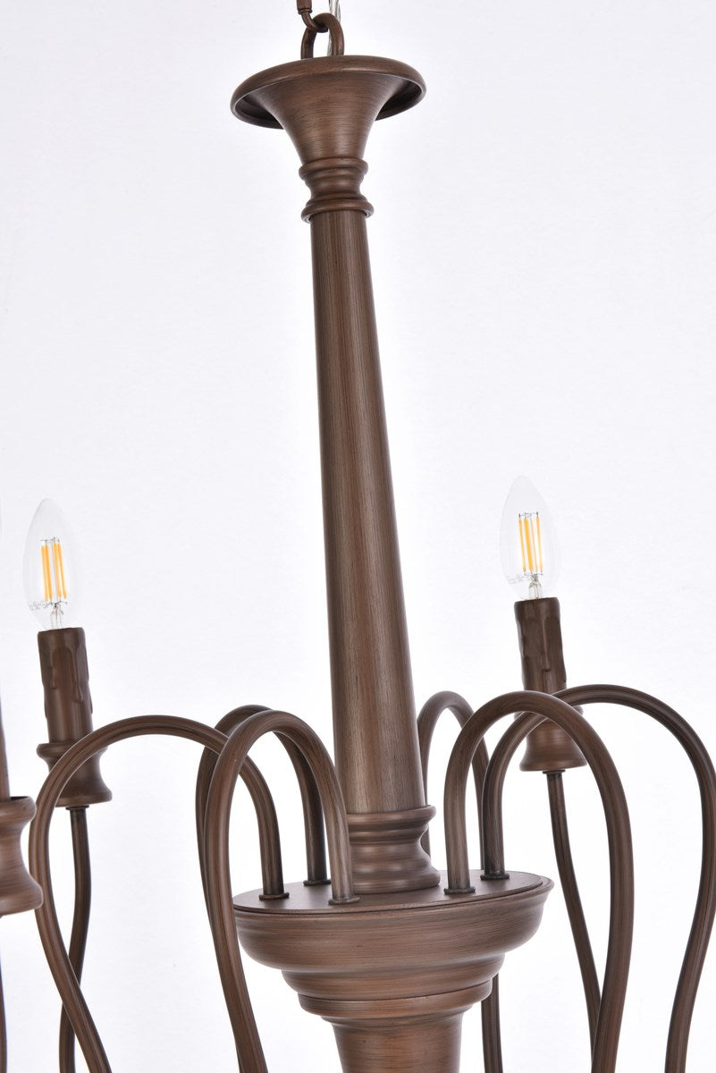 6 Lights Pendant In Weathered Oak