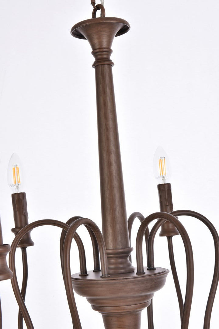 6 Lights Pendant In Weathered Oak