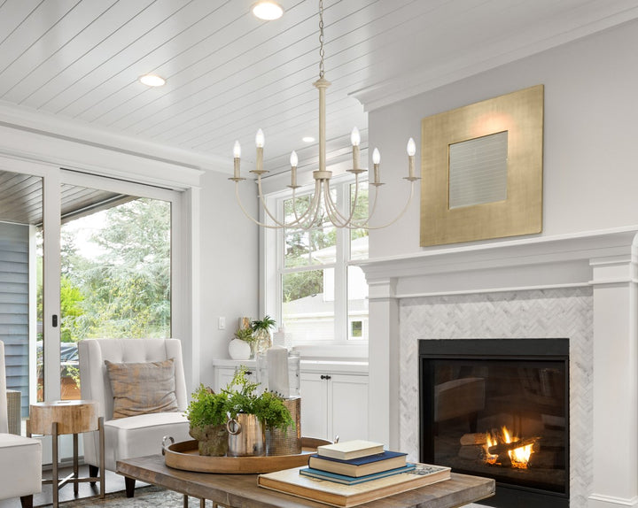 6 Lights Pendant In Weathered Dove