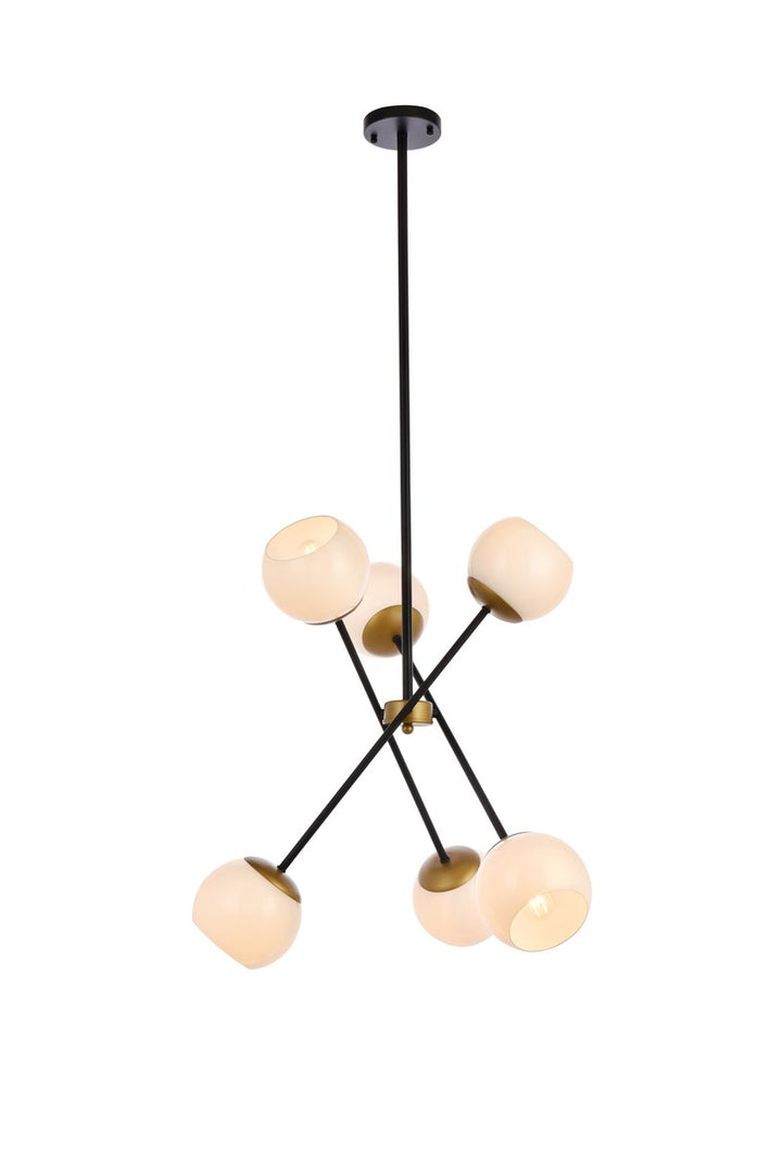 24 Inch Pendant In Black And Brass With White Shade by Living District