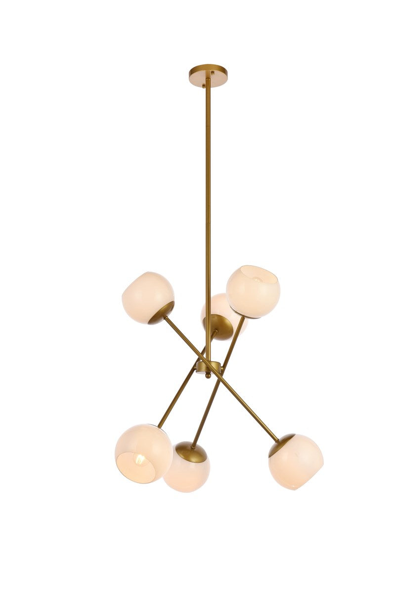 24 Inch Pendant In Brass With White Shade by Living District