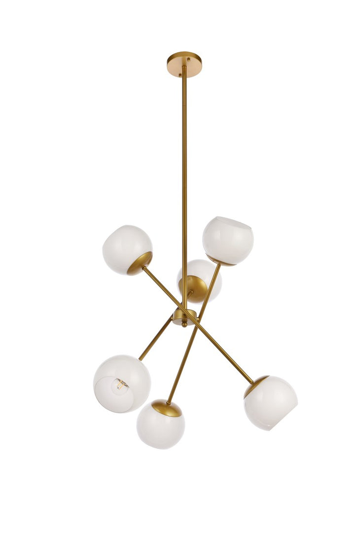 24 Inch Pendant In Brass With White Shade
