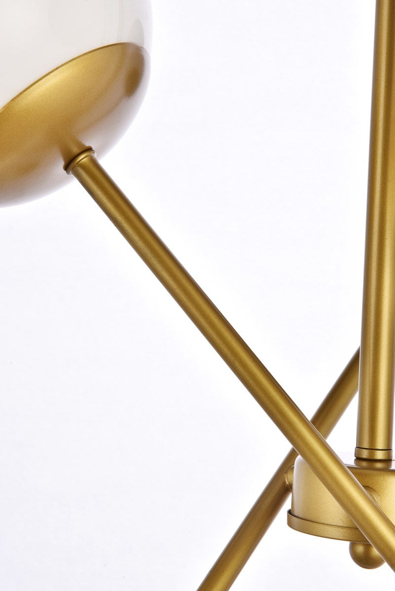 24 Inch Pendant In Brass With White Shade