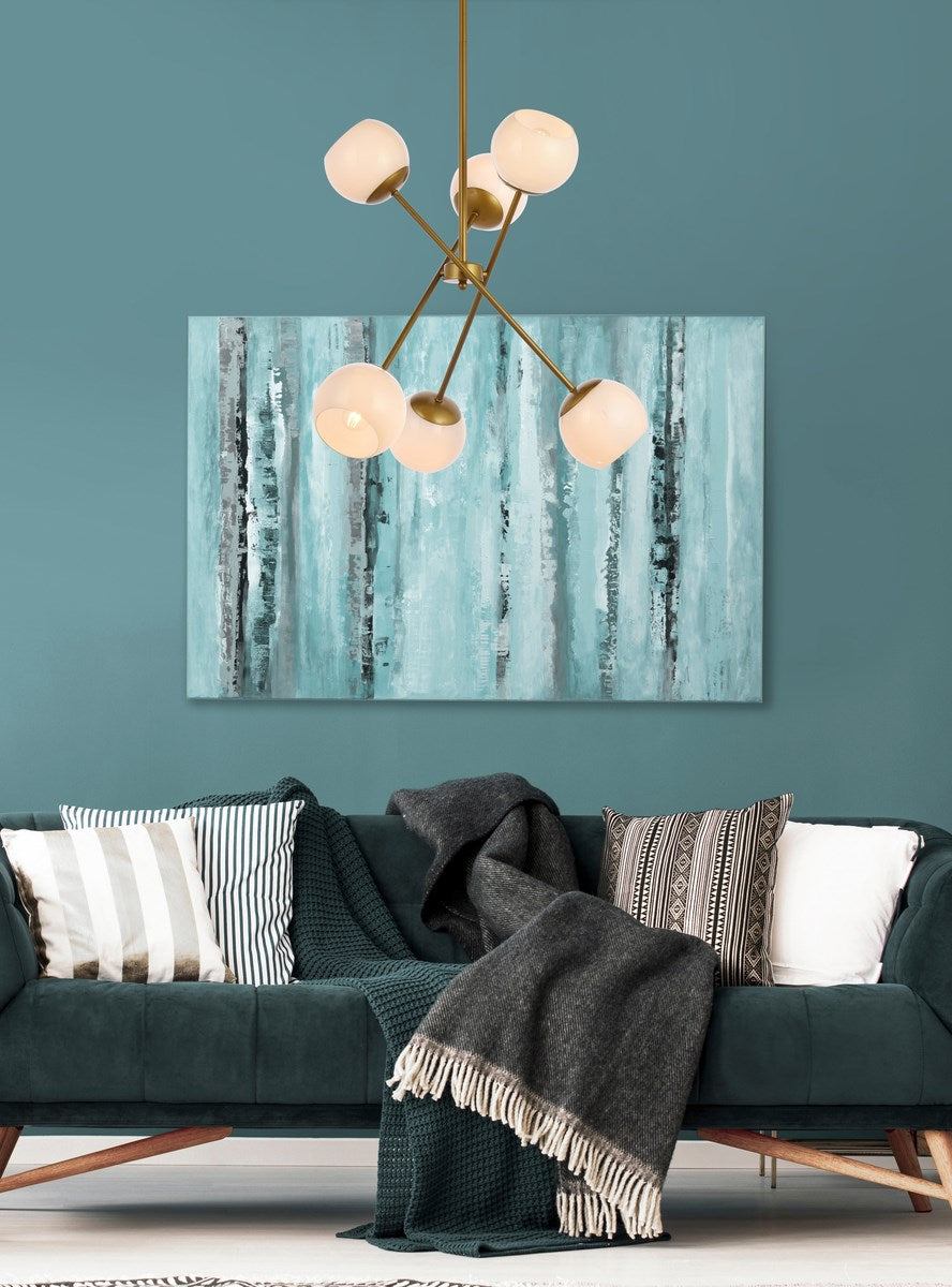 24 Inch Pendant In Brass With White Shade