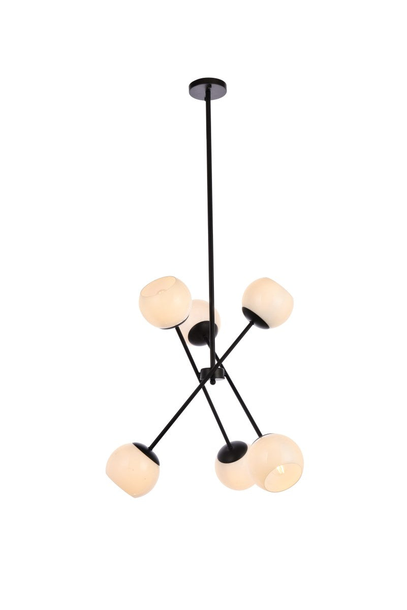 24 Inch Pendant In Black With White Shade by Living District