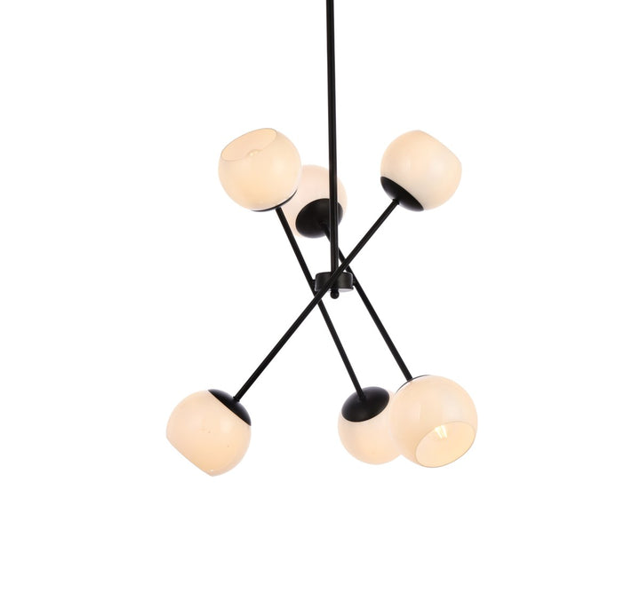 24 Inch Pendant In Black With White Shade