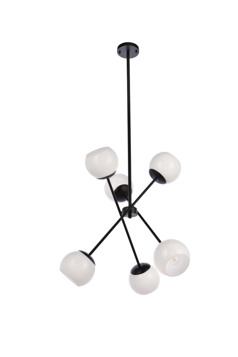 24 Inch Pendant In Black With White Shade