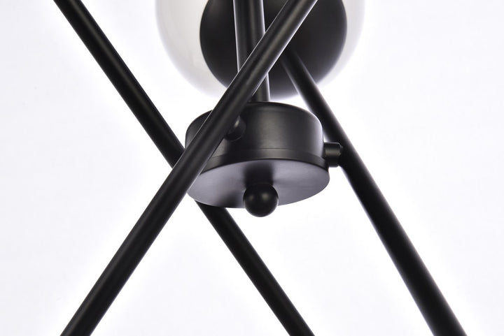 24 Inch Pendant In Black With White Shade