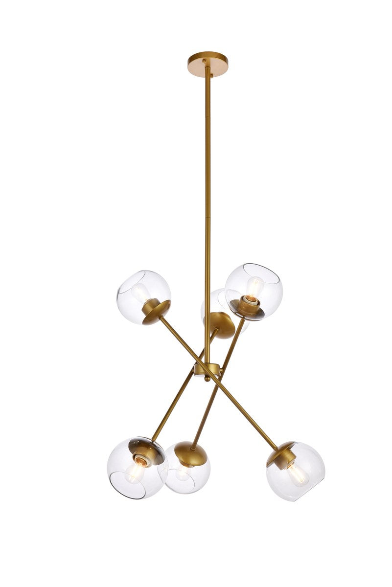 24 Inch Pendant In Brass With Clear Shade by Living District