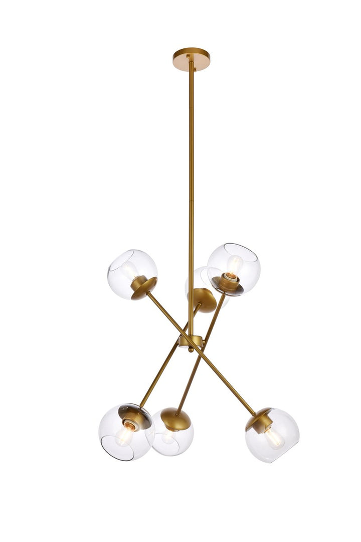 24 Inch Pendant In Brass With Clear Shade by Living District