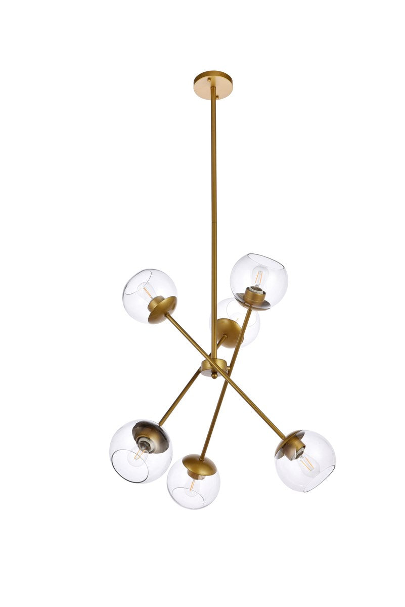 24 Inch Pendant In Brass With Clear Shade