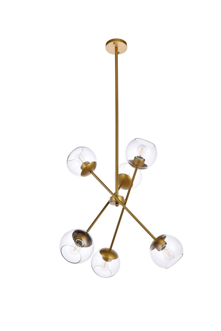 24 Inch Pendant In Brass With Clear Shade