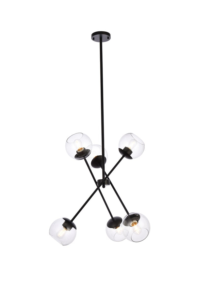 24 Inch Pendant In Black With Clear Shade by Living District