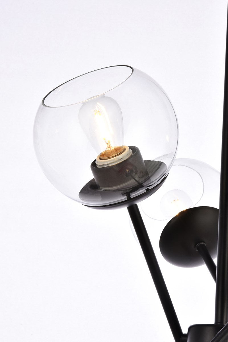 24 Inch Pendant In Black With Clear Shade