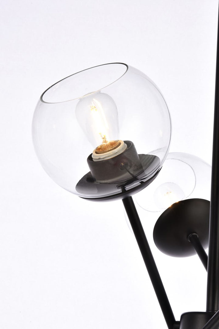 24 Inch Pendant In Black With Clear Shade