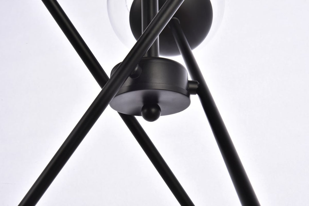 24 Inch Pendant In Black With Clear Shade