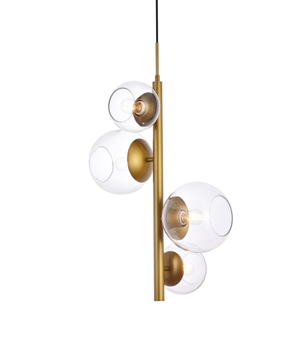 18 Inch Pendant In Brass With Clear Shade