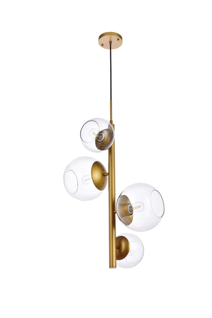 18 Inch Pendant In Brass With Clear Shade
