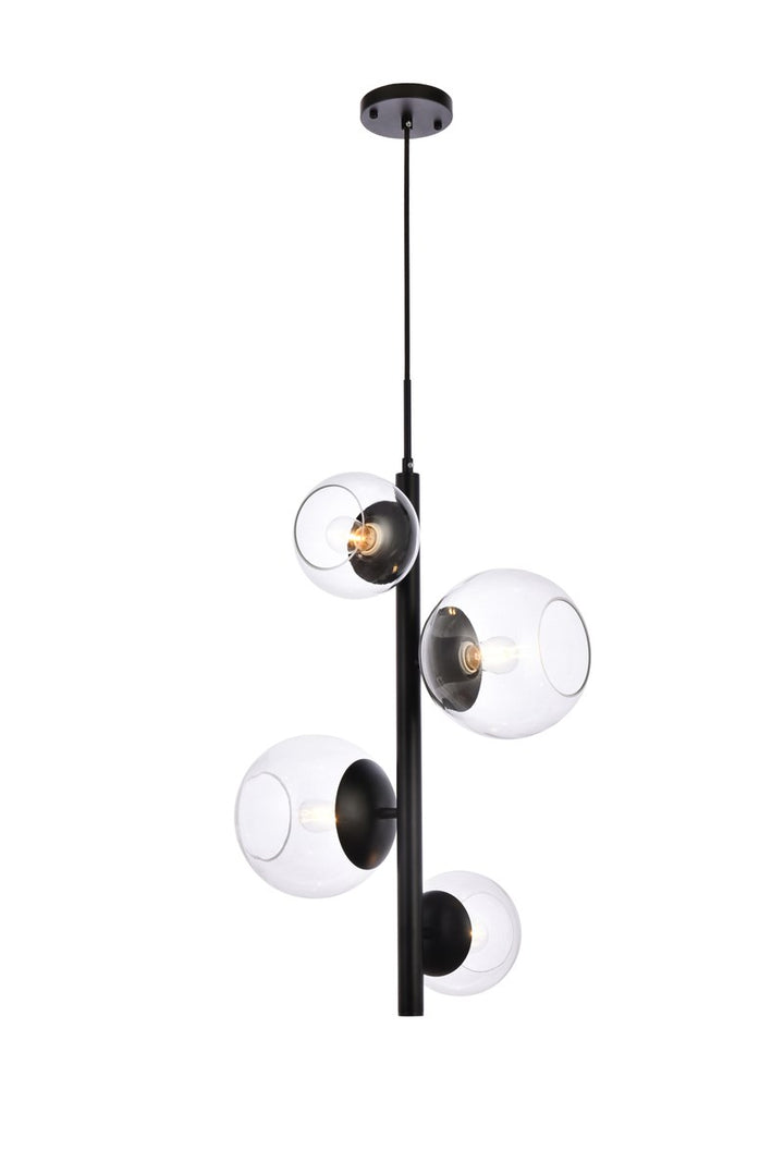 18 Inch Pendant In Black With Clear Shade by Living District