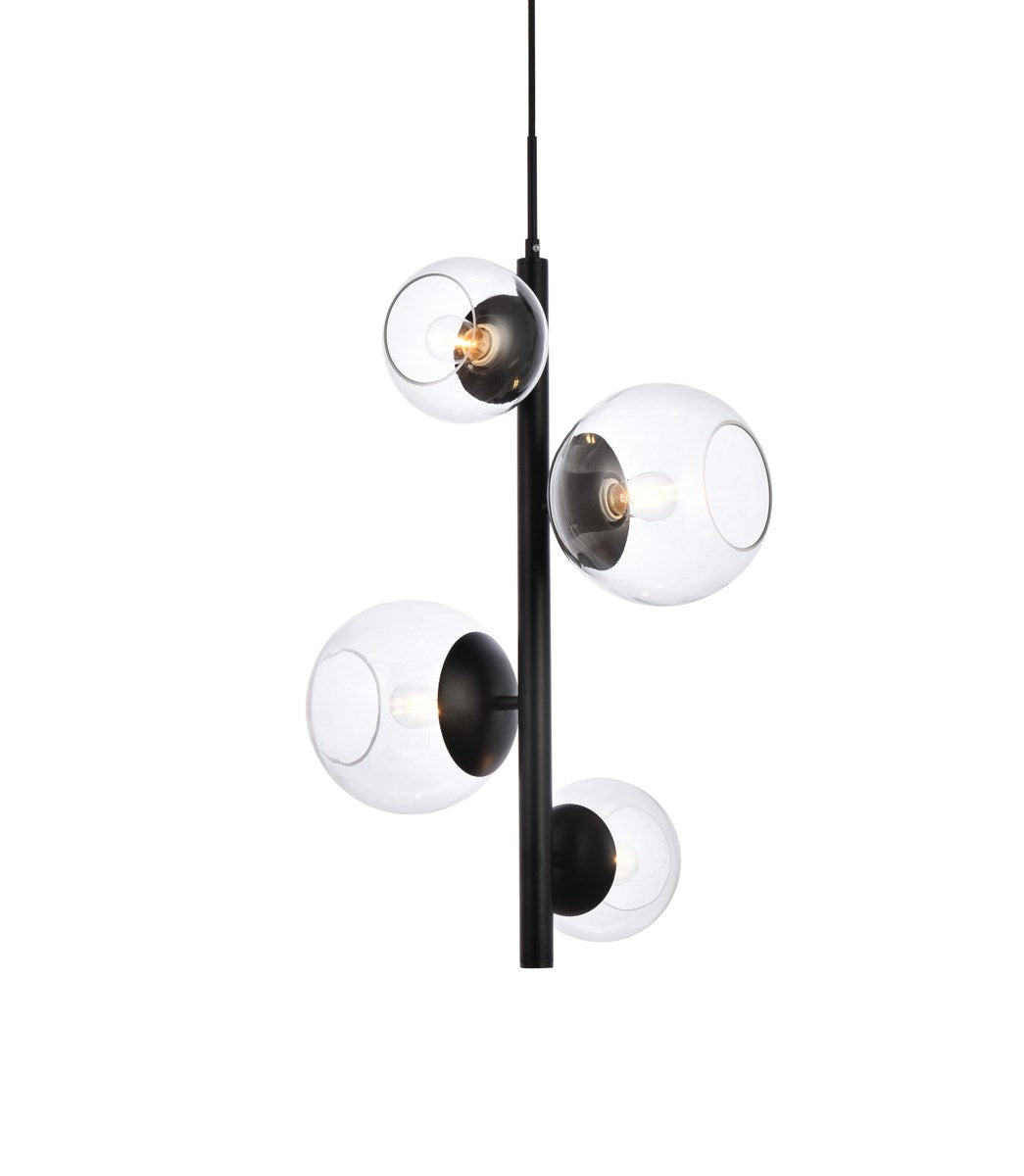18 Inch Pendant In Black With Clear Shade