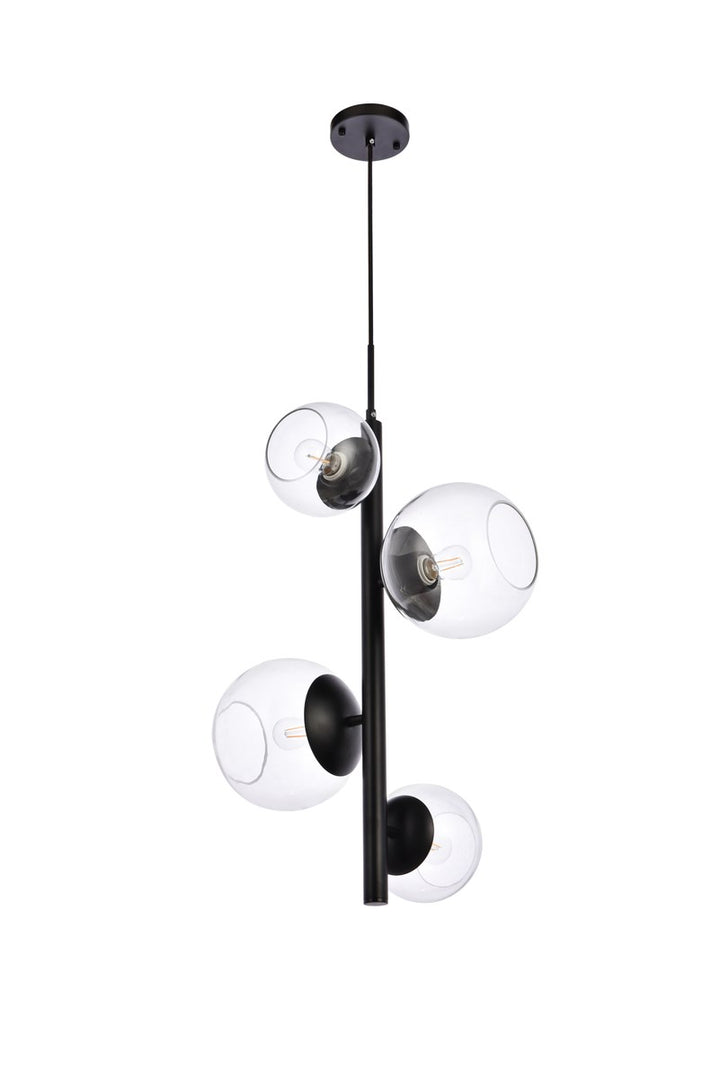 18 Inch Pendant In Black With Clear Shade