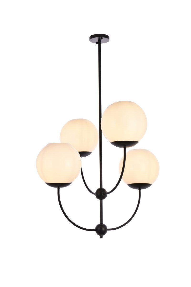 31.5 Inch Pendant In Black With White Shade by Living District
