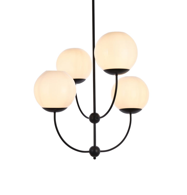 31.5 Inch Pendant In Black With White Shade