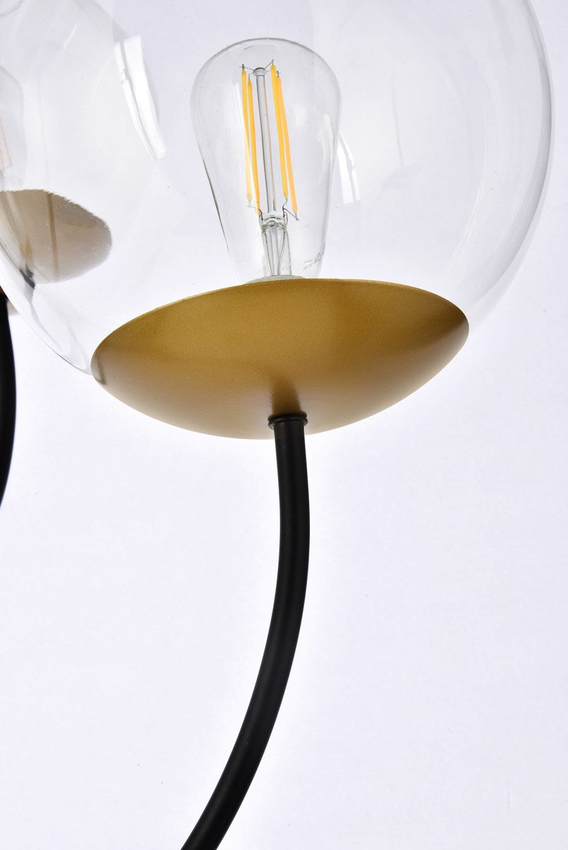 31.5 Inch Pendant In Black And Brass With Clear Shade