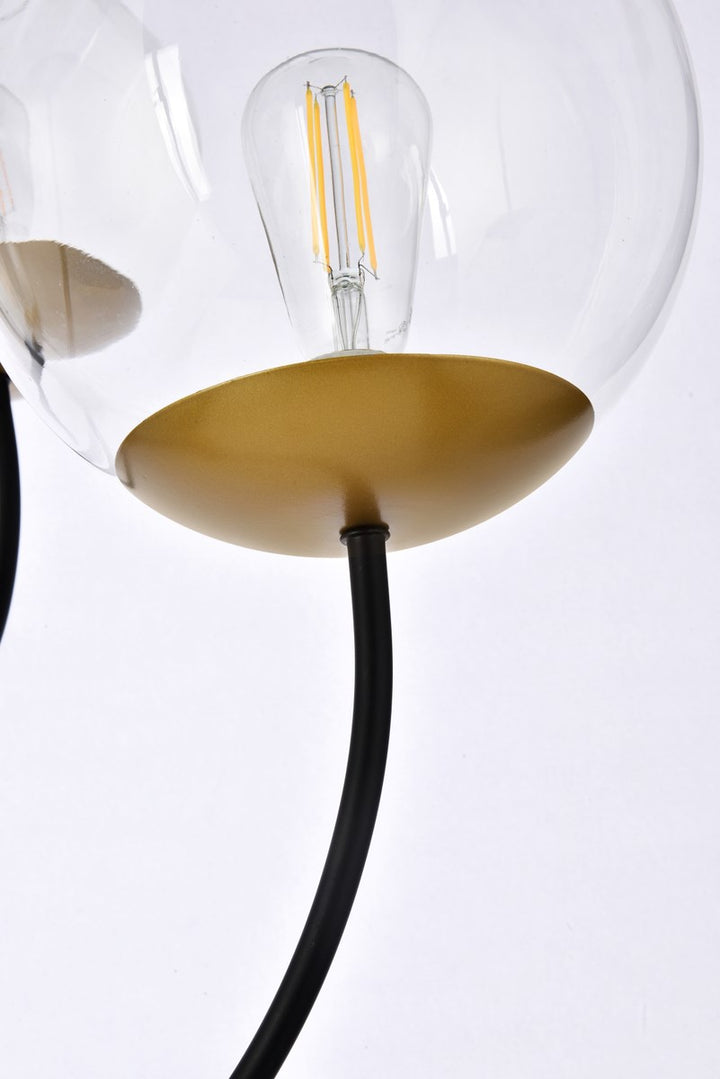 31.5 Inch Pendant In Black And Brass With Clear Shade