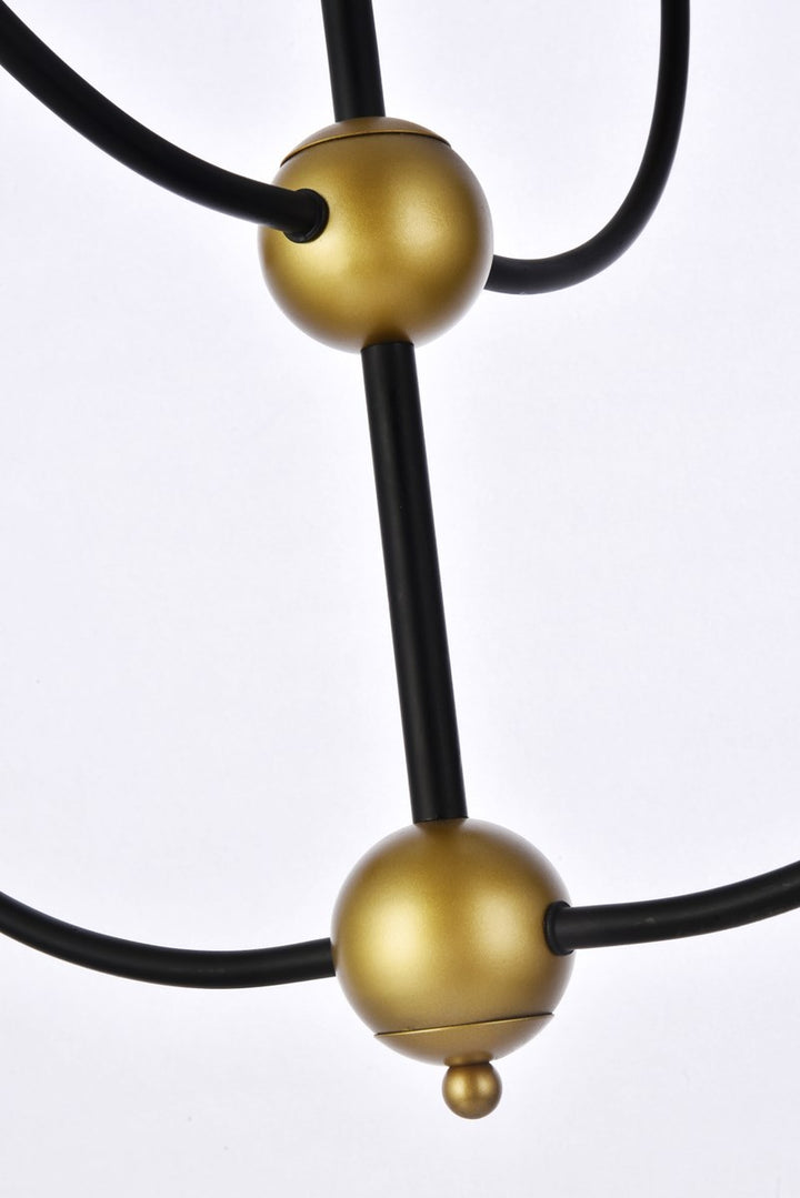 31.5 Inch Pendant In Black And Brass With Clear Shade
