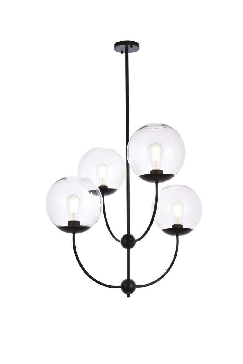 31.5 Inch Pendant In Black With Clear Shade by Living District