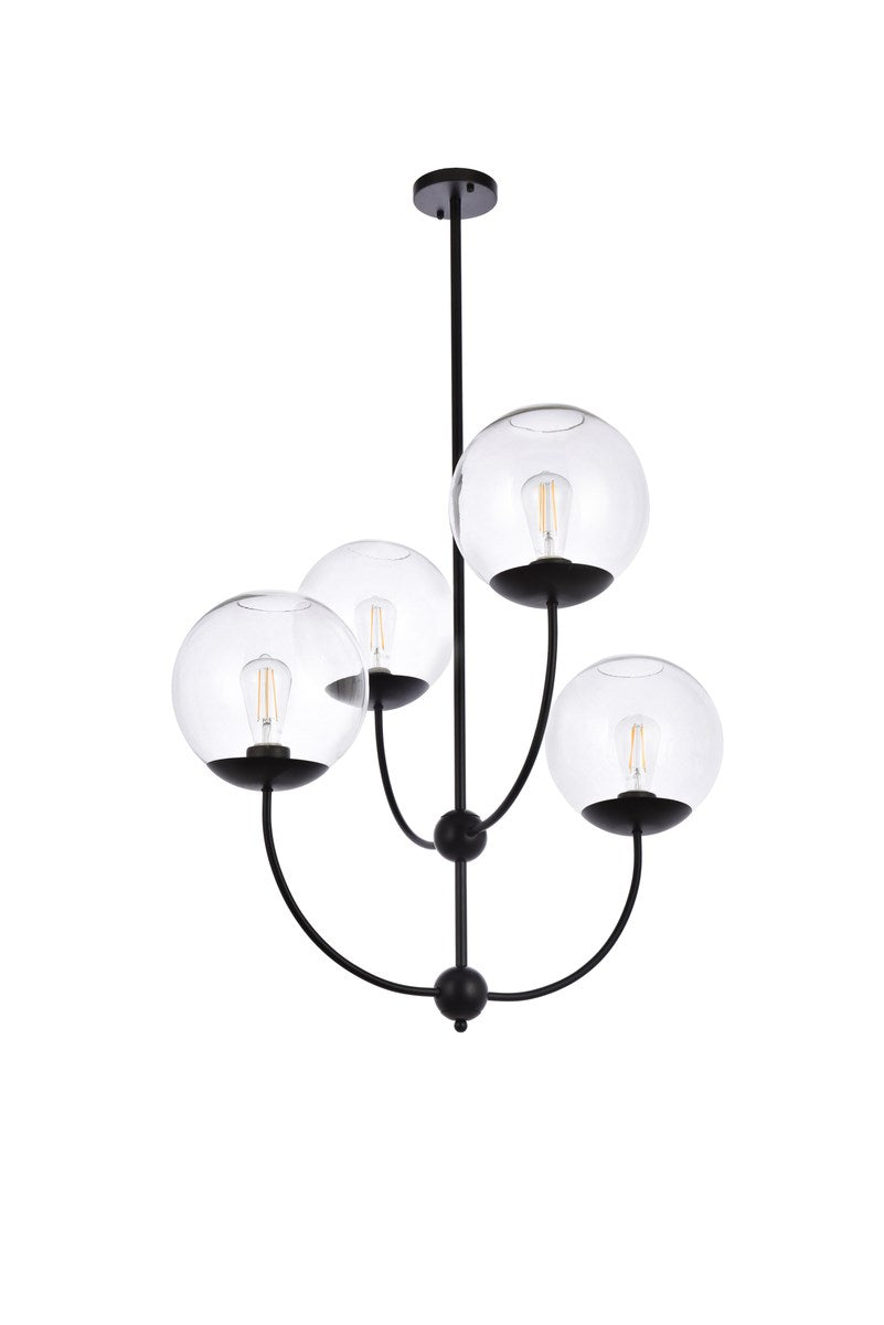 31.5 Inch Pendant In Black With Clear Shade