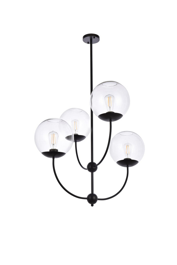 31.5 Inch Pendant In Black With Clear Shade