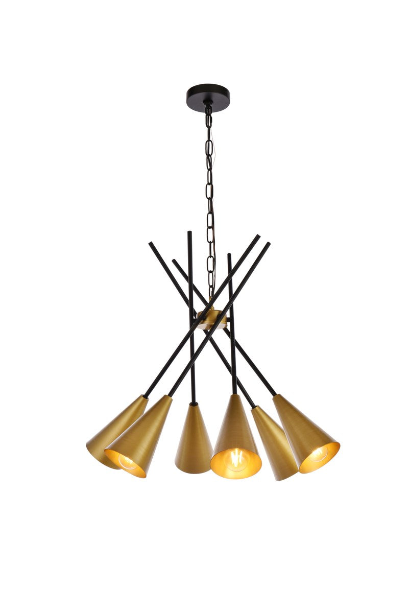 32 Inch Pendant In Black And Brass by Living District