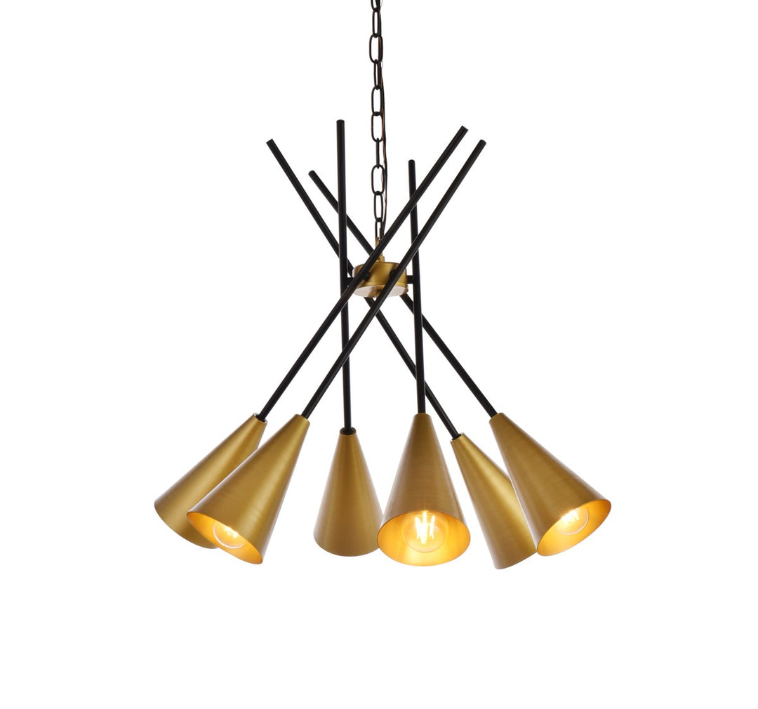 32 Inch Pendant In Black And Brass
