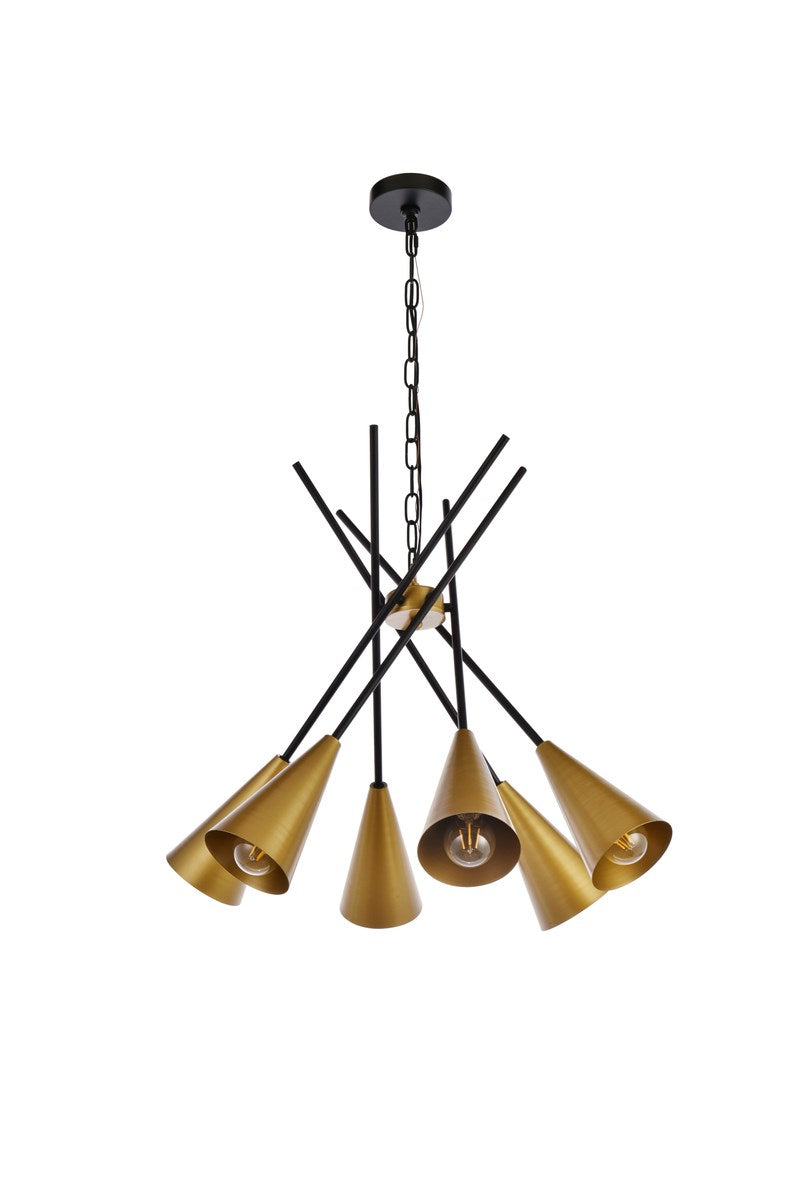 32 Inch Pendant In Black And Brass