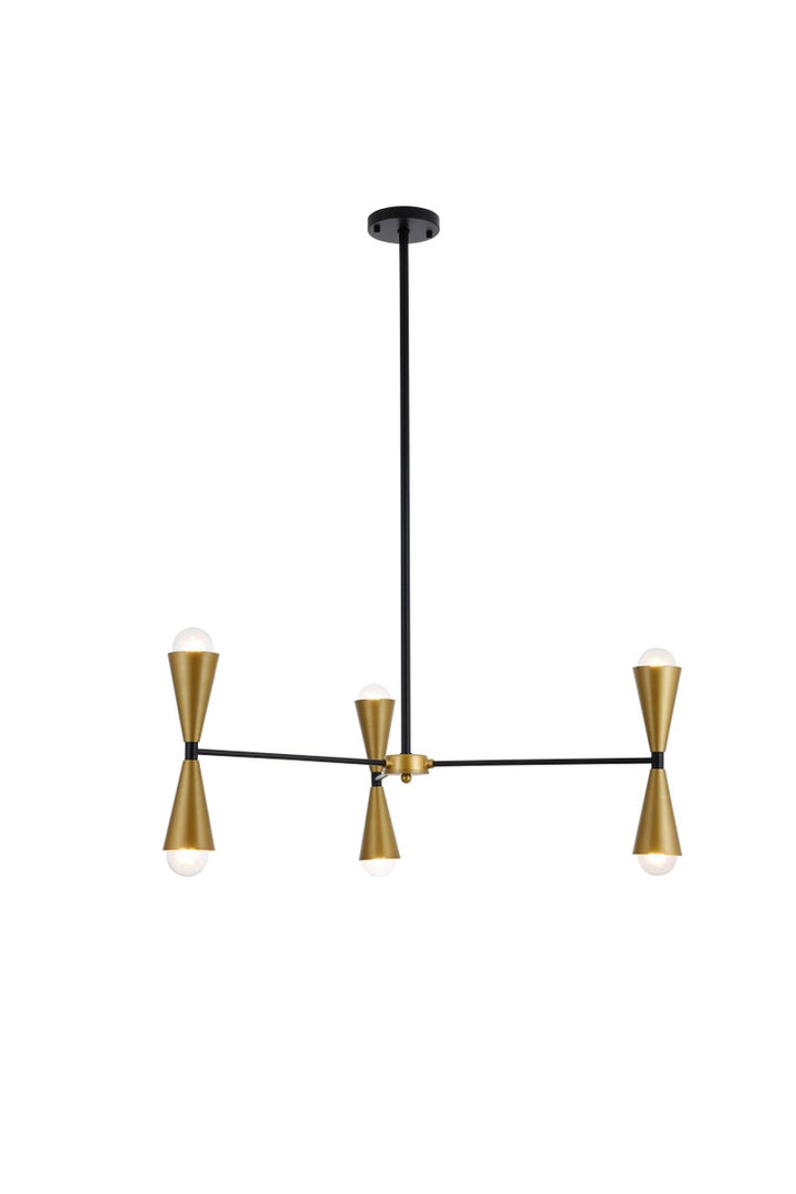 34 Inch Pendant In Black And Brass by Living District