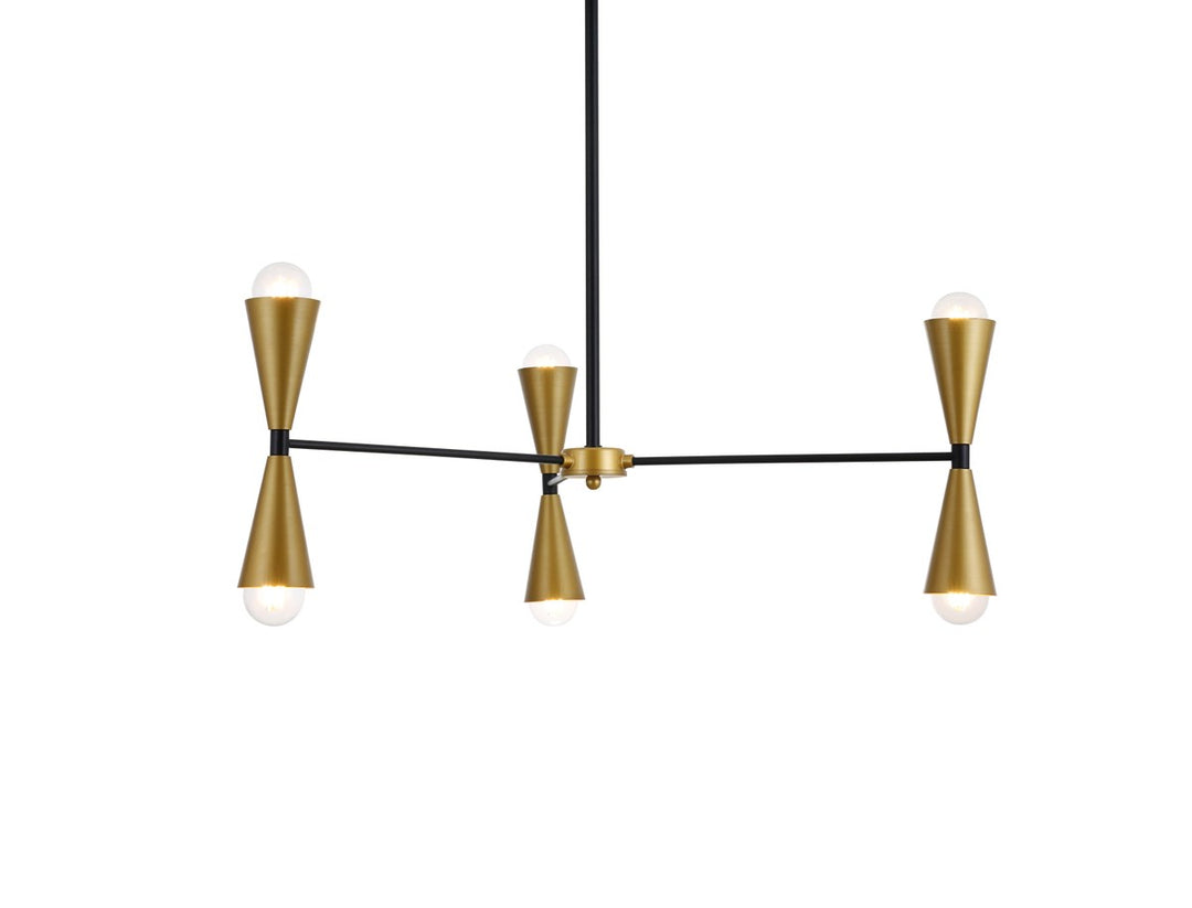 34 Inch Pendant In Black And Brass