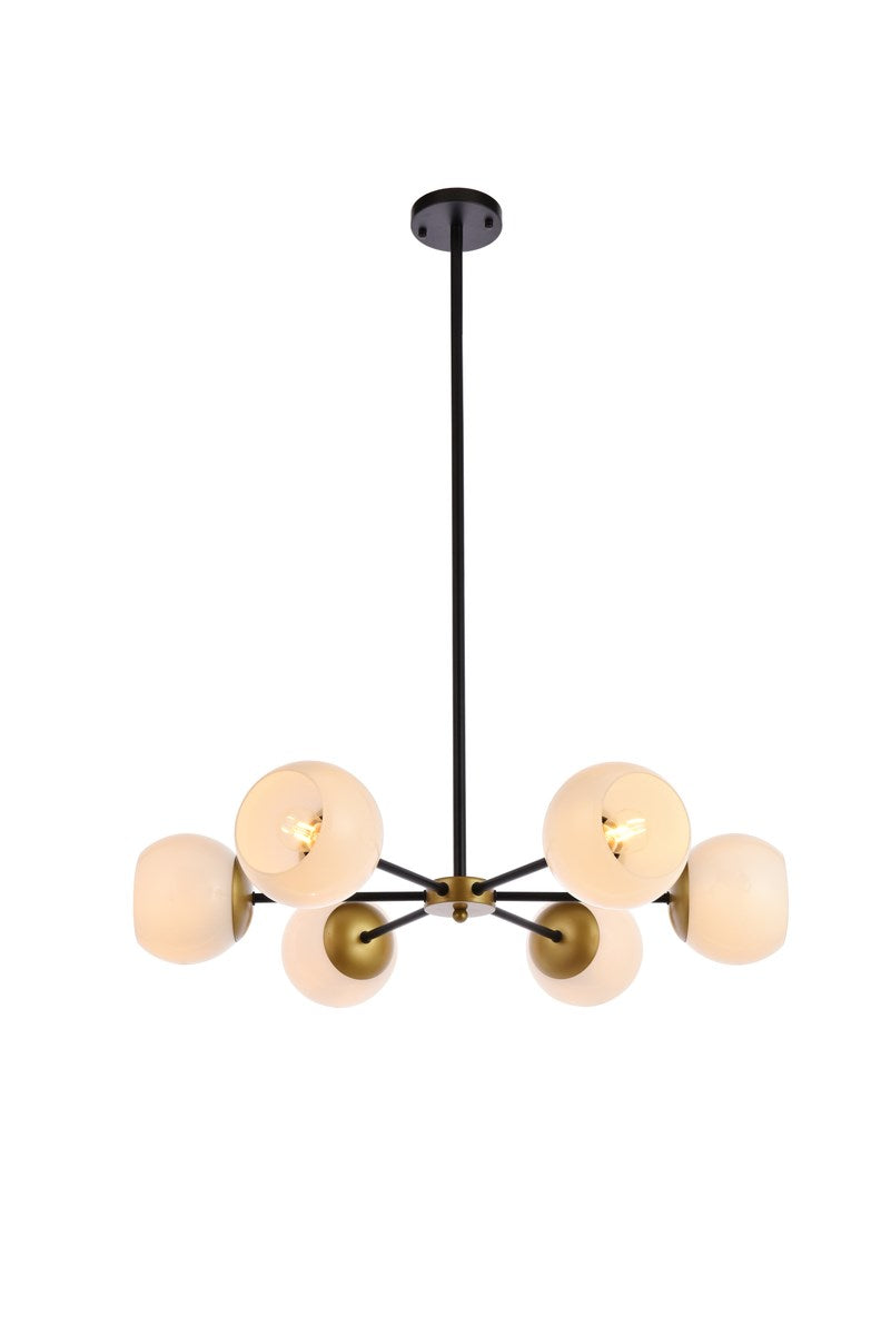 30 Inch Pendant In Black And Brass With White Shade by Living District
