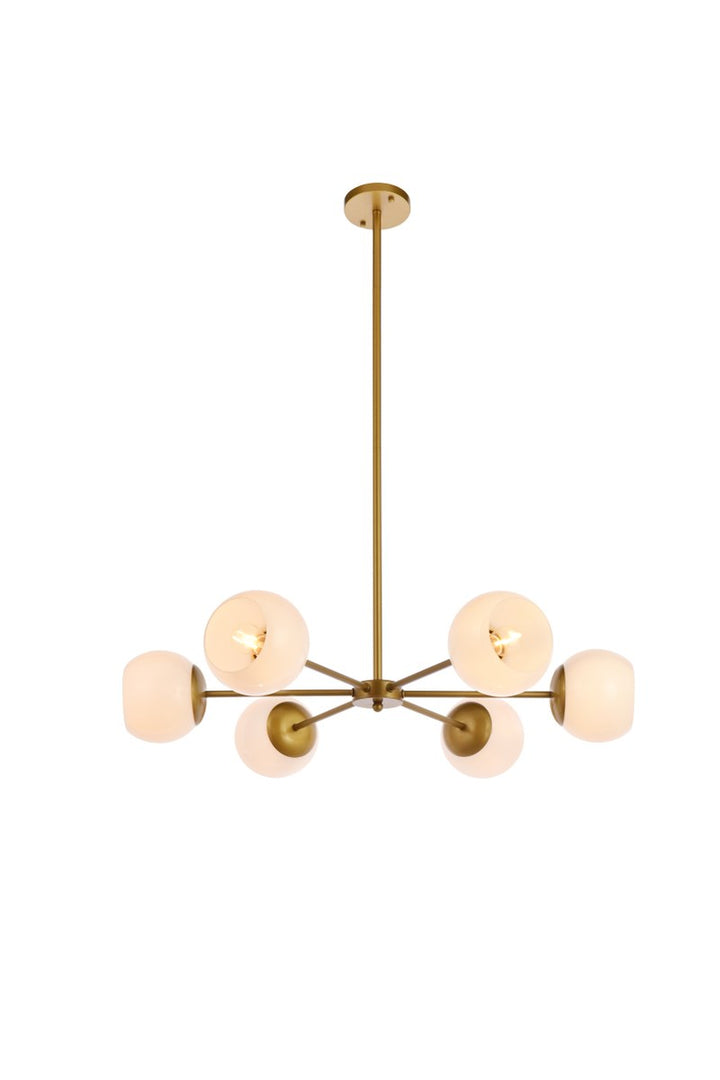 30 Inch Pendant In Brass With White Shade by Living District
