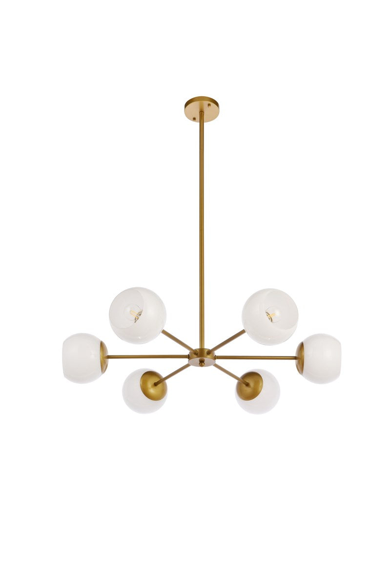 30 Inch Pendant In Brass With White Shade