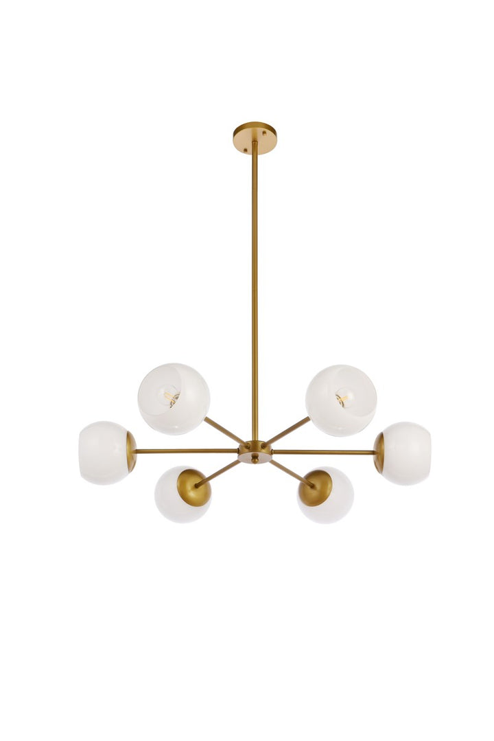 30 Inch Pendant In Brass With White Shade